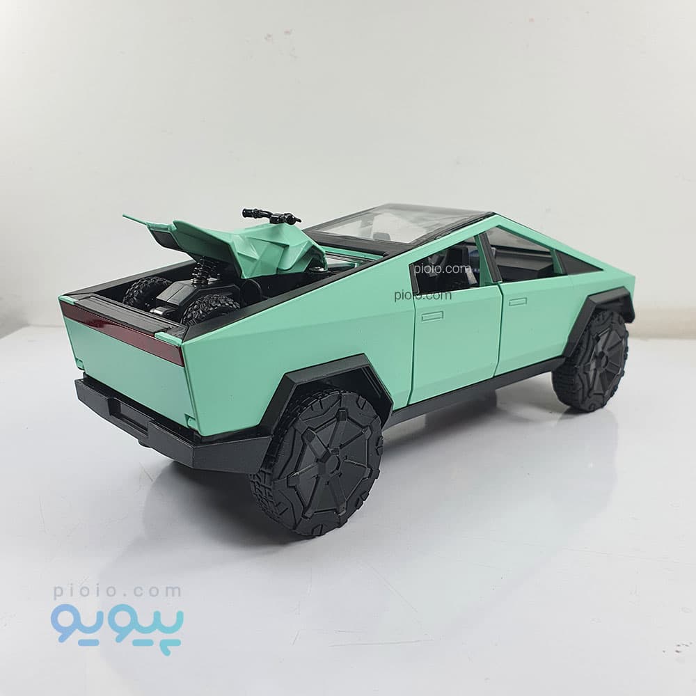 ماکت فلزی تسلا سایبرتراک با کاروان و موتور چهارچرخ مقیاس 1:24 مدل Tesla Pickup Trailer — تصویر ۶