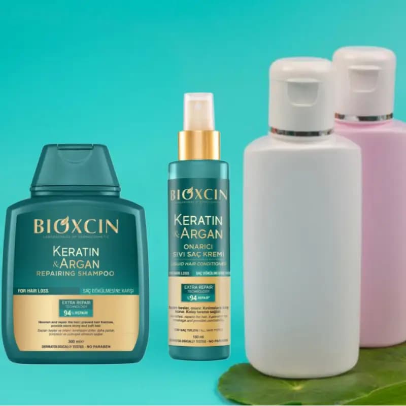 پک دوتایی شامپو + اسپری نرم کننده مو کراتین آرگان بیوکسین Bioxcin — تصویر ۶