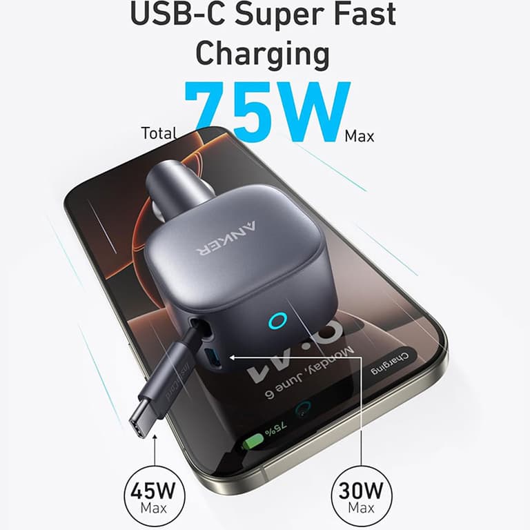 شارژر فندکی 75 وات انکر Anker Nano A2738 — تصویر ۸