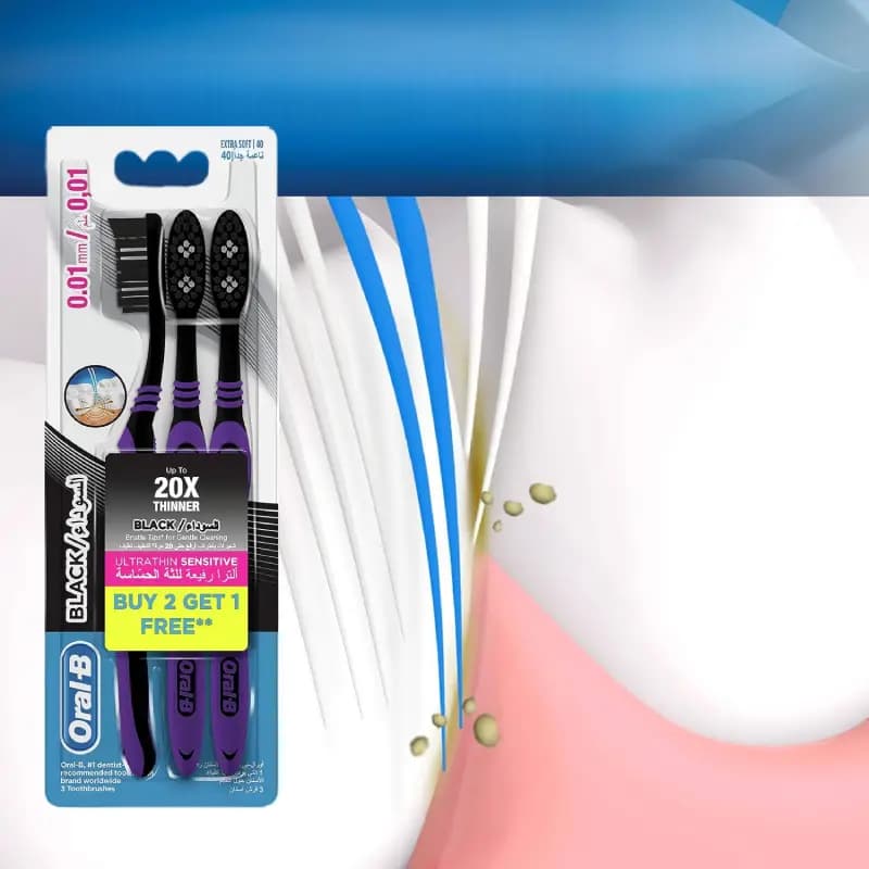 مسواک اورال بی Oral-B مدل black پک 3 عددی — تصویر ۳