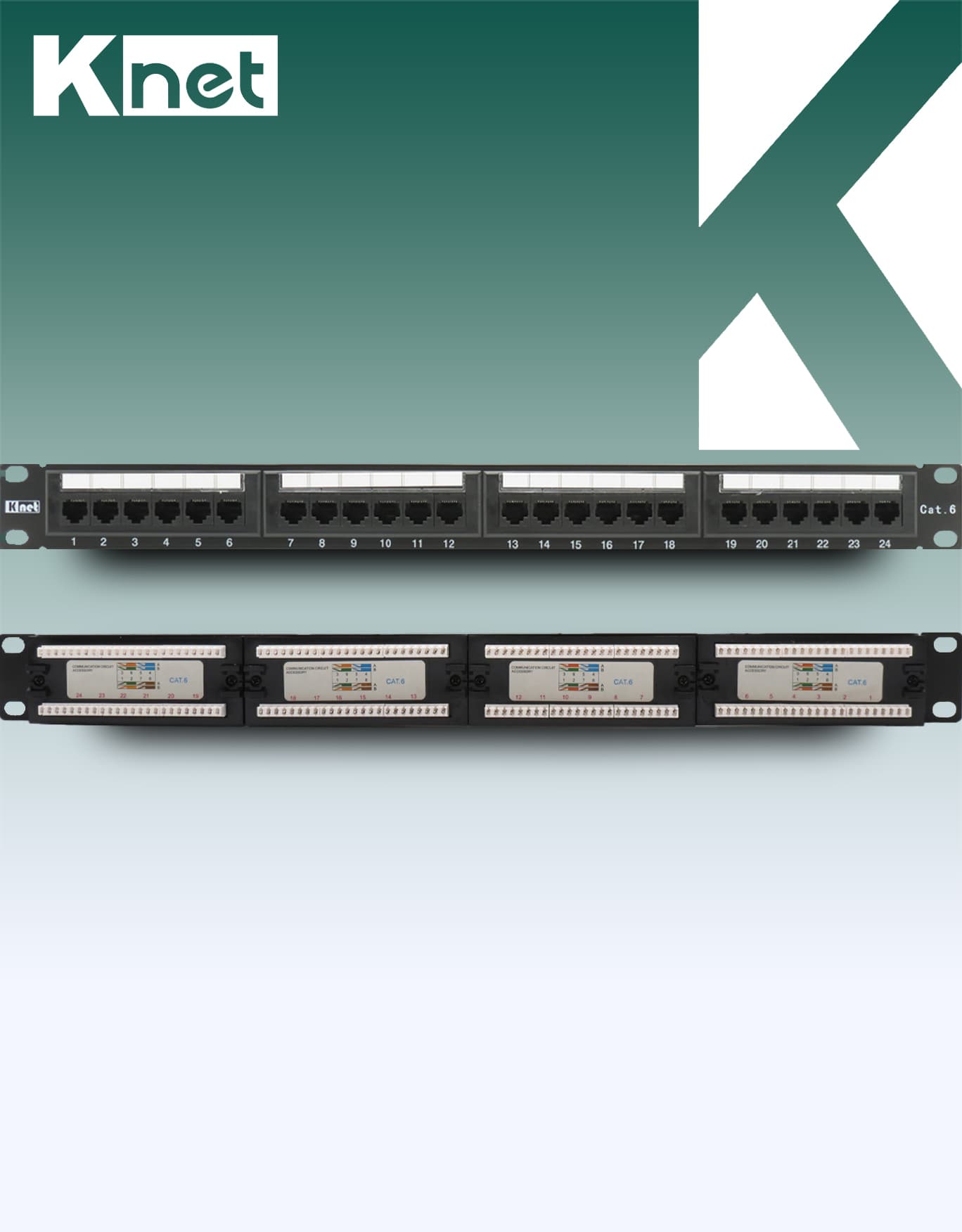 پچ‌پنل شبکه 24 پورت Cat6 برند K-Net مدل KN-1062