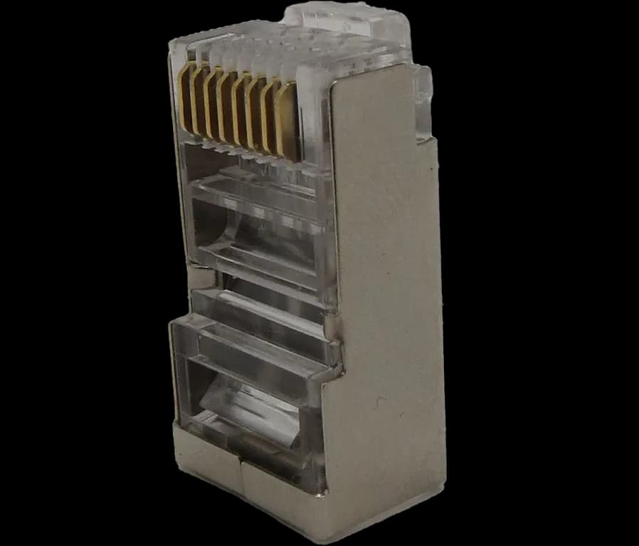 سوکت شبکه فلزی RJ45 Cat6 SFTP برند K-net بسته 100عددی — تصویر ۲