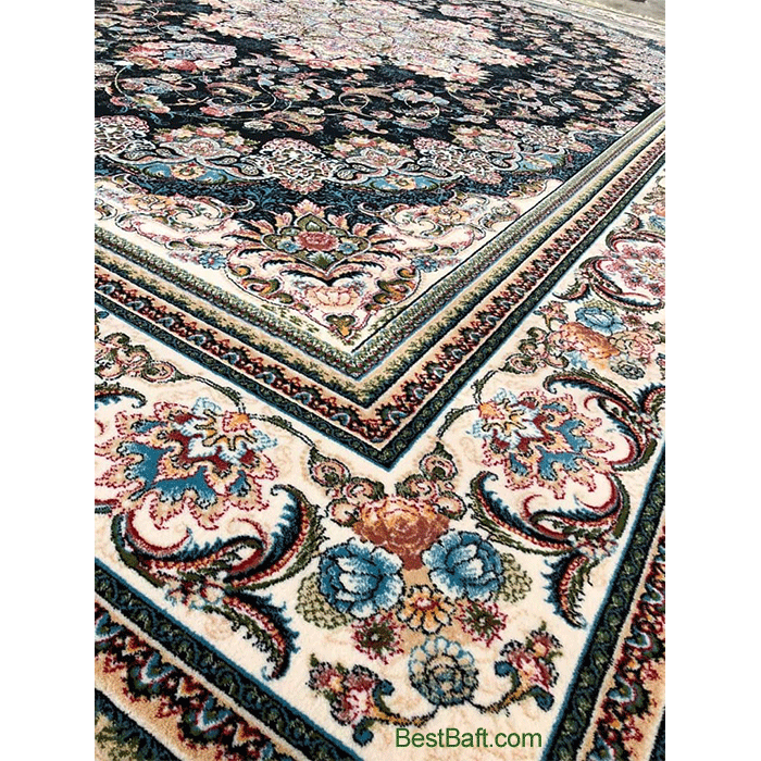 فرش کاشان میخک ۷۰۰ شانه سرمه ای — تصویر ۲