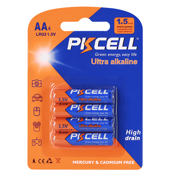 باتری قلمیAA اولترا آلکالاین 1.5 ولت پی کی سل PKCELL پک 4 عددی — تصویر ۲