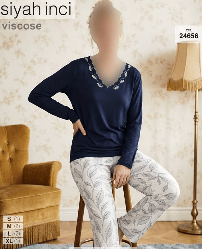 بلوز و شلوار سایز نرمال siyah inci کد 24656 — تصویر ۳