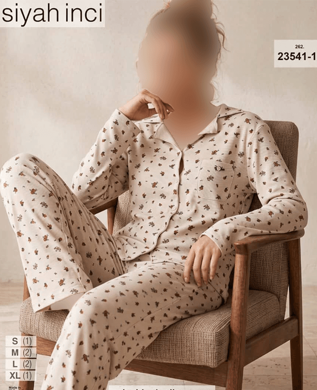 بلوز و شلوار جلو دکمه ای siyah inci کد 1-23541