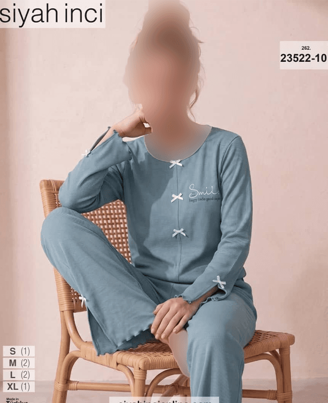بلوز و شلوار سایز نرمال siyah inci کد 10-23522 — تصویر ۲