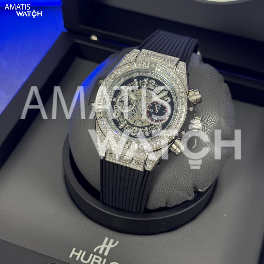 ساعت مچی مردانه هابلوت Hublot Big Bang Unico Titanium Pave Diamond 45mm — تصویر ۳
