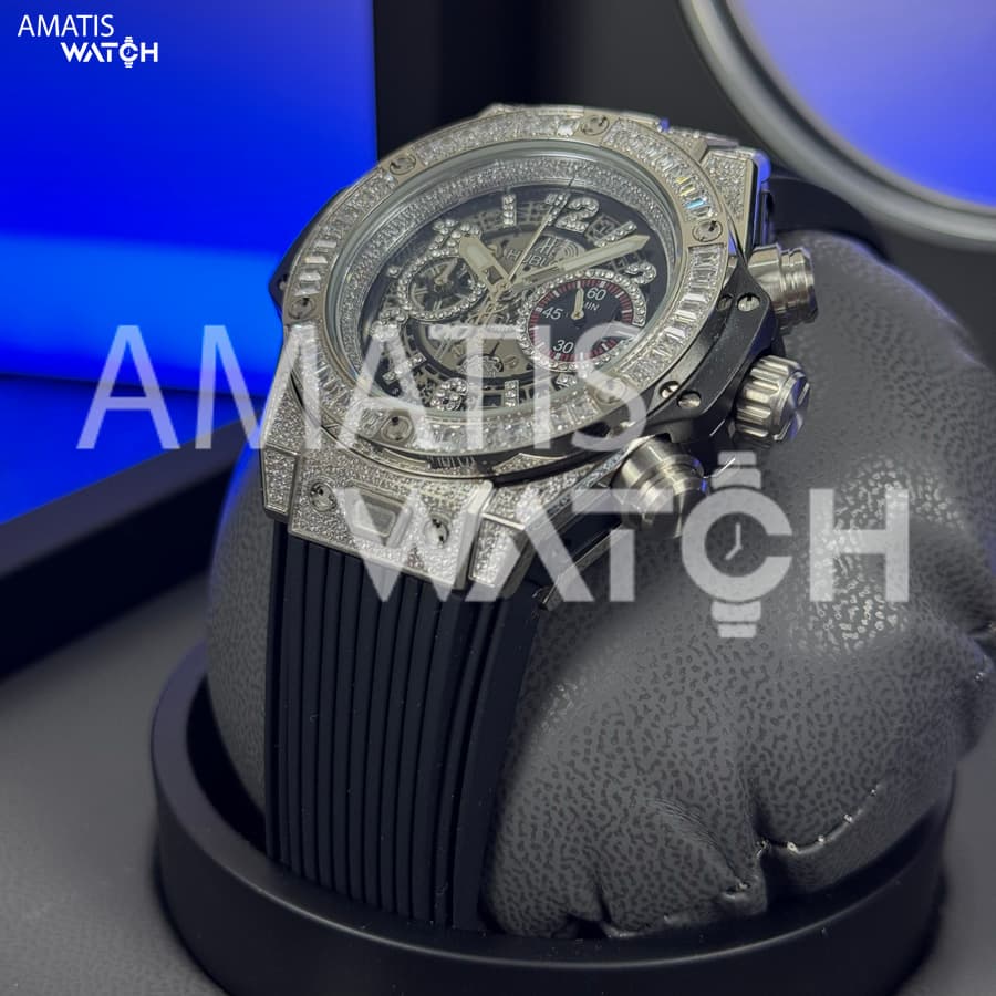 ساعت مچی مردانه هابلوت Hublot Big Bang Unico Titanium Pave Diamond 45mm — تصویر ۴