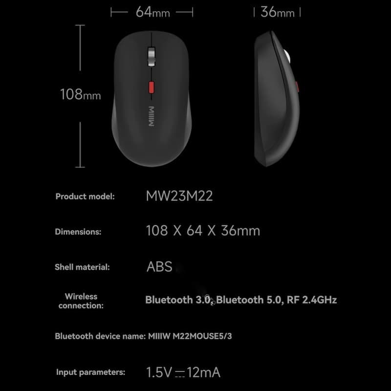 موس بی سیم دوحالته شیائومی MiiiW/MIWU Dual Mode Mouse MW23M22 — تصویر ۲
