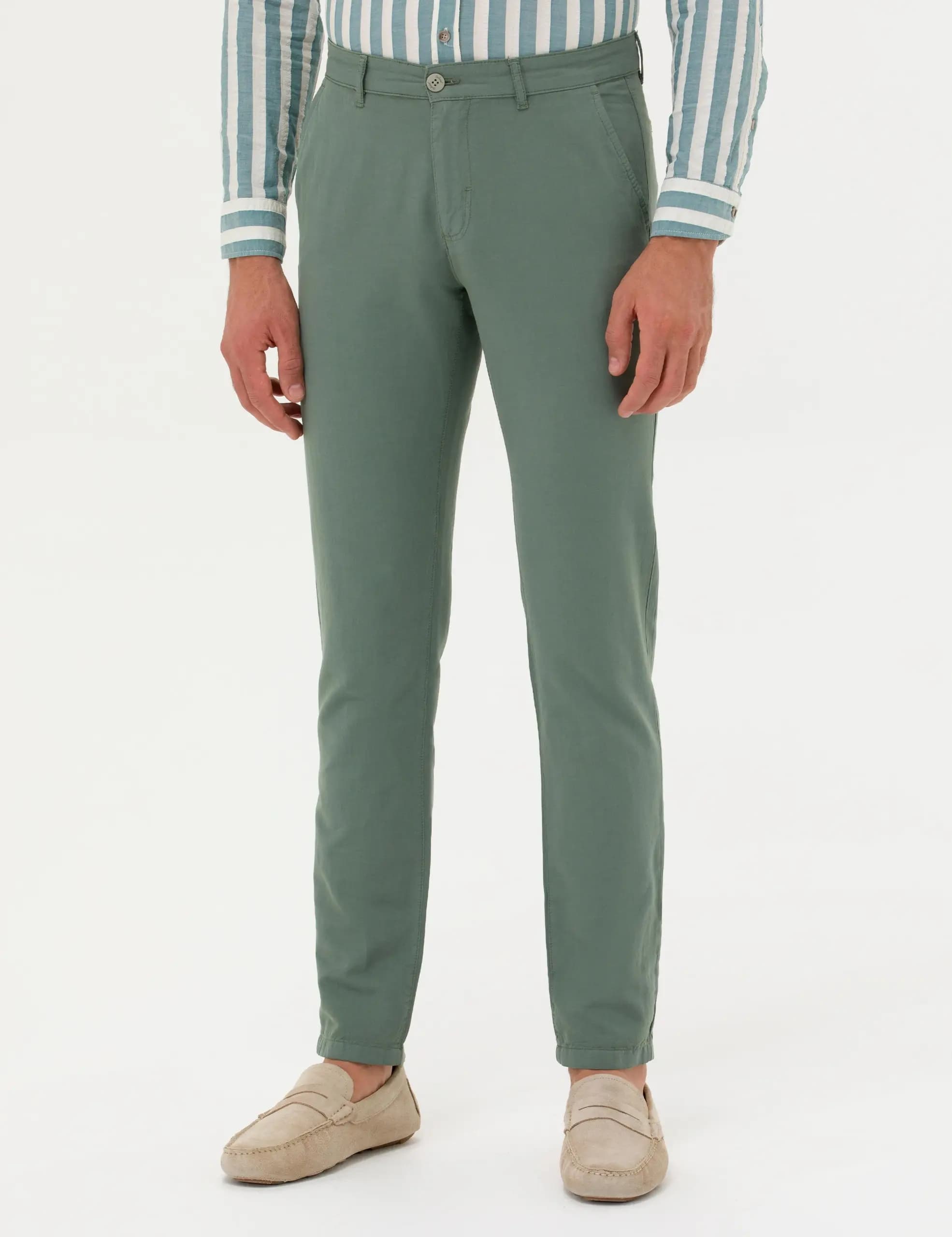 شلوار کتان مردانه سبز کاشارل — تصویر ۲
