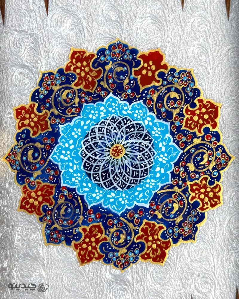 تخته نرد خاتم کاری نقاشی تذهیب طرح هور کد 10433 — تصویر ۷