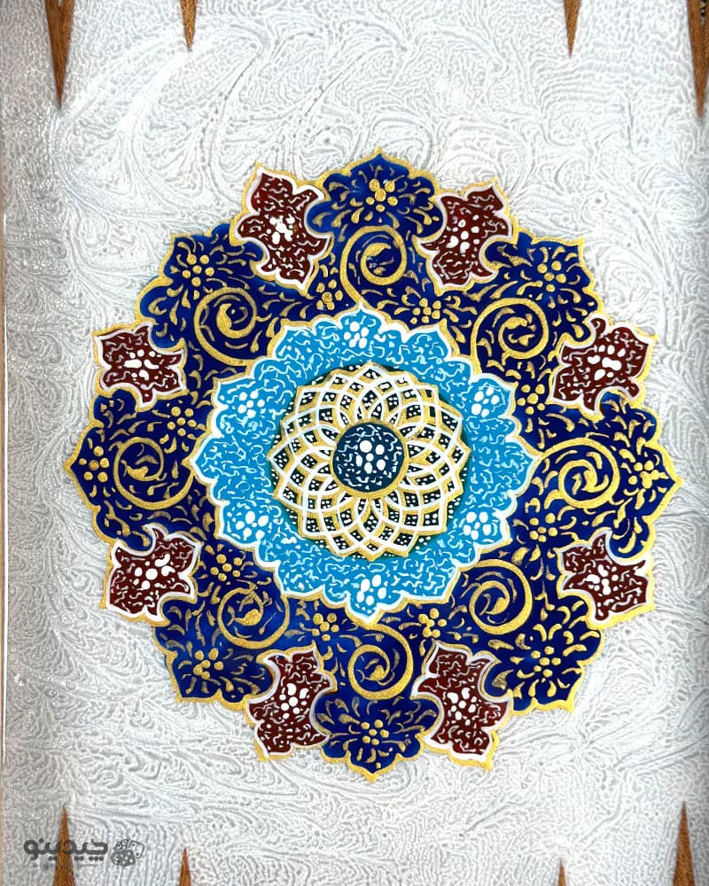 تخته نرد خاتم کاری نقاشی تذهیب طرح زینت کد 10432 — تصویر ۱۲