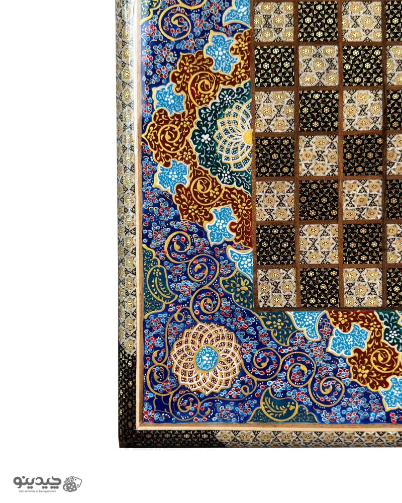 تخته نرد خاتم کاری نقاشی تذهیب طرح زینت کد 10432 — تصویر ۷