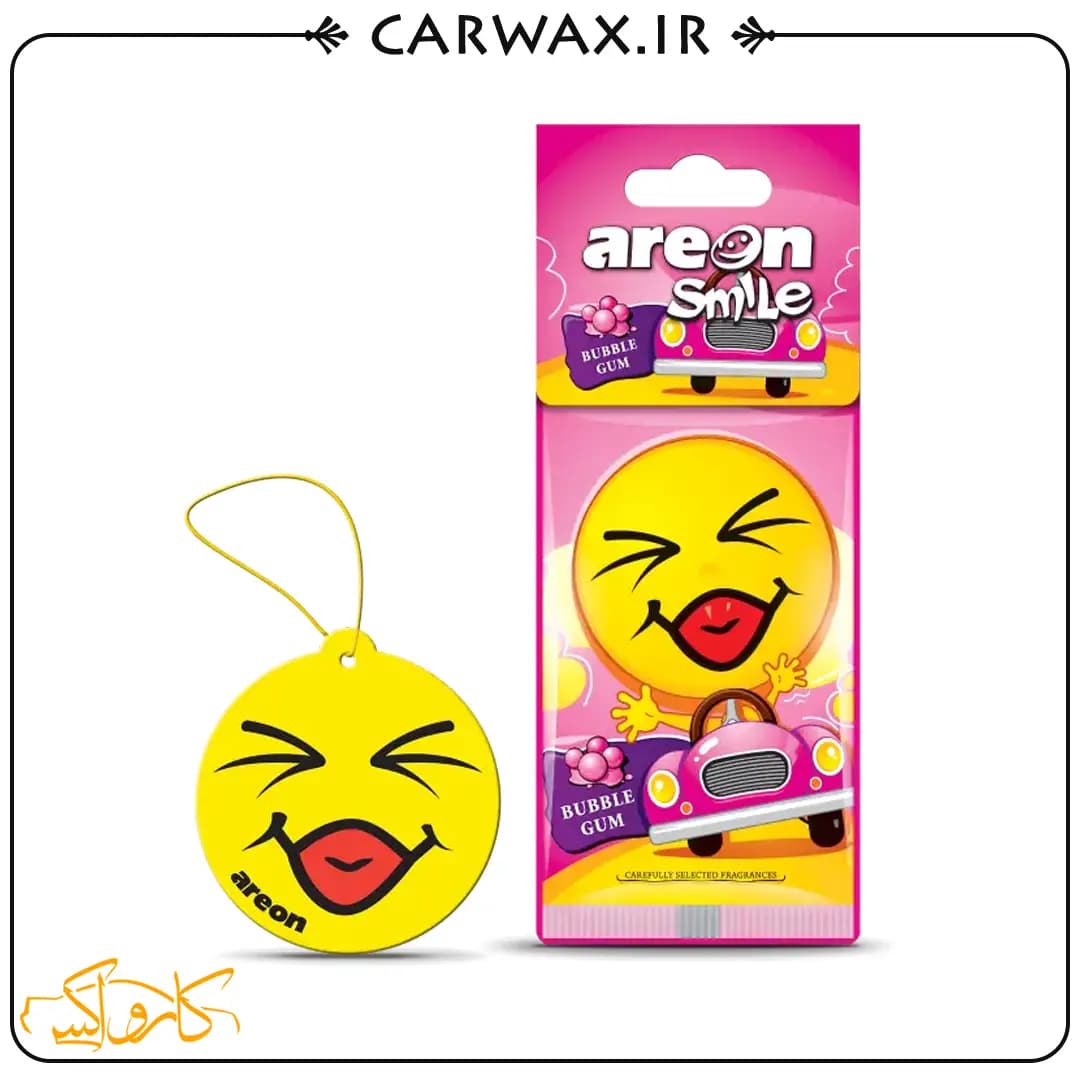 خوشبو کننده خودرو کارتی اموجی اسمایل آدامس بادکنکی آرئون Areon Bubble Gum Smile