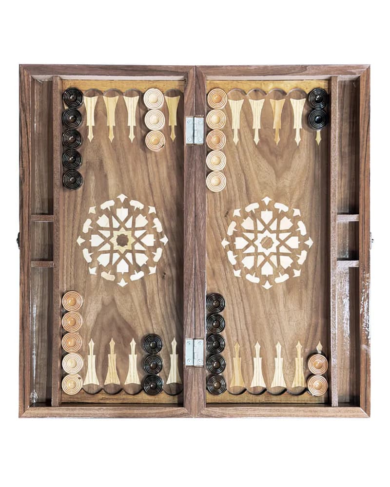 تخته نرد گردویی جا مهره دار 55 سانتی طرح آیین کد 10395