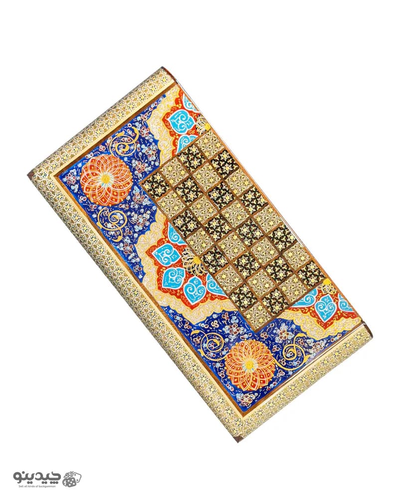 تخته نرد خاتم کاری تذهیب طرح دیبا 35 سانتی کد 10391 — تصویر ۳
