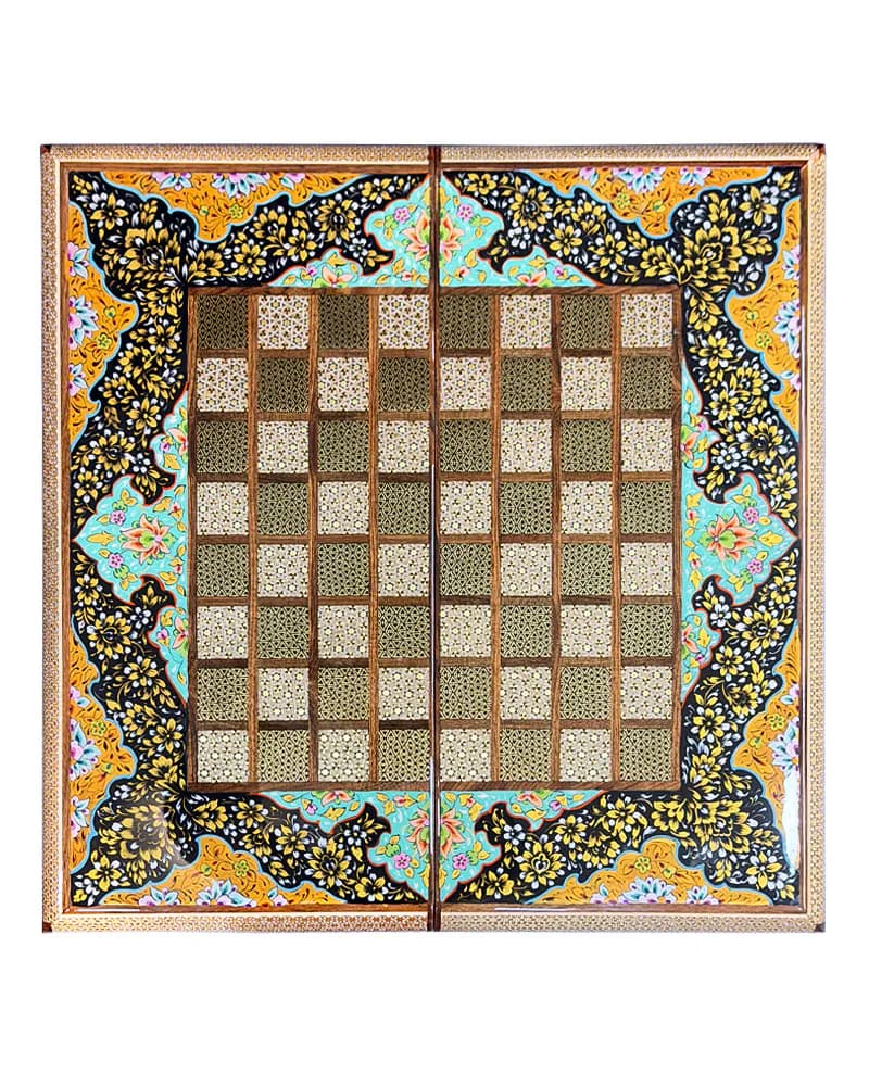 تخته نرد خاتم کاری تذهیب طرح پروا کد 10382 — تصویر ۹
