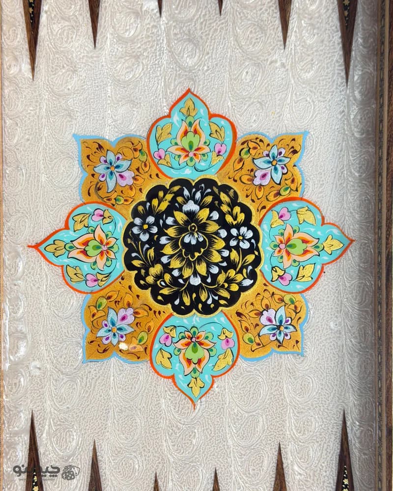تخته نرد خاتم کاری تذهیب طرح پروا کد 10382 — تصویر ۱۲