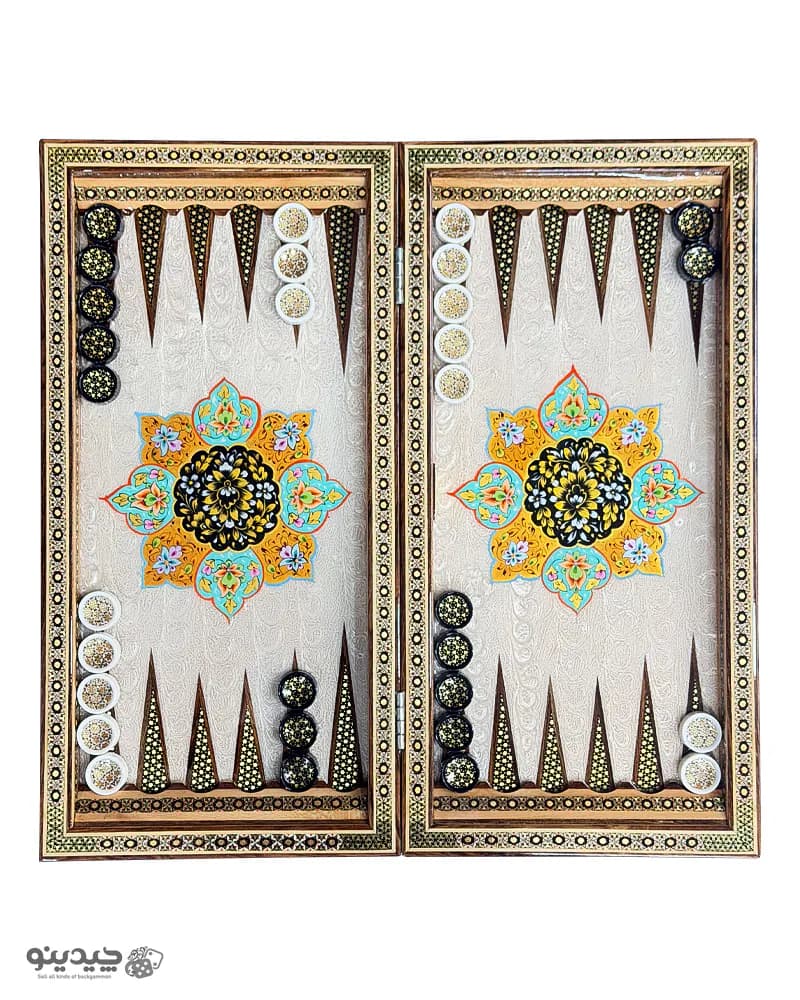 تخته نرد خاتم کاری تذهیب طرح پروا کد 10382 — تصویر ۸