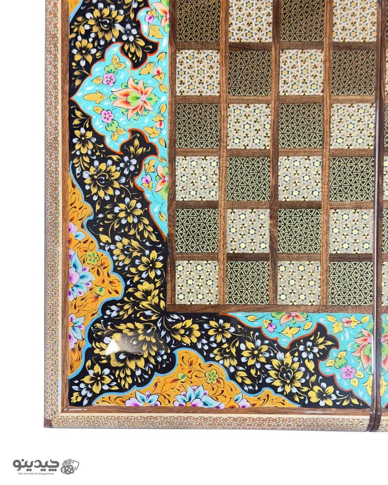 تخته نرد خاتم کاری تذهیب طرح پروا کد 10382 — تصویر ۶