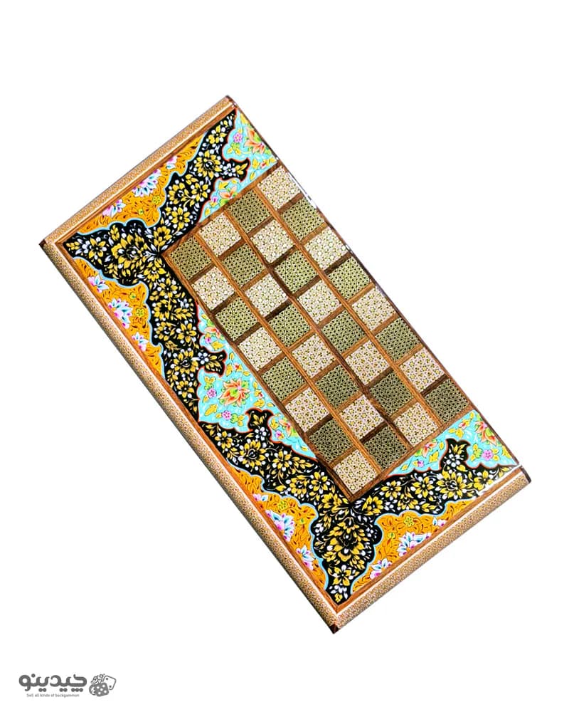 تخته نرد خاتم کاری تذهیب طرح پروا کد 10382 — تصویر ۳