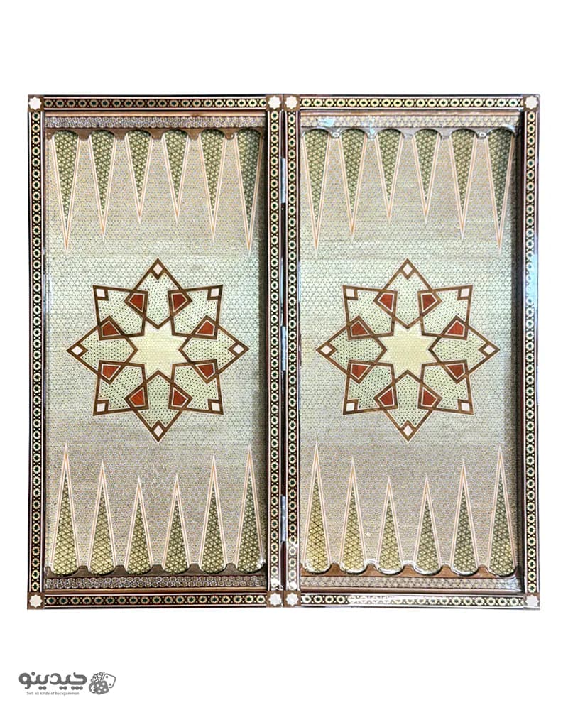 تخته نرد تمام خاتم پر سیم اعلا طرح رهام کد 10377 — تصویر ۷