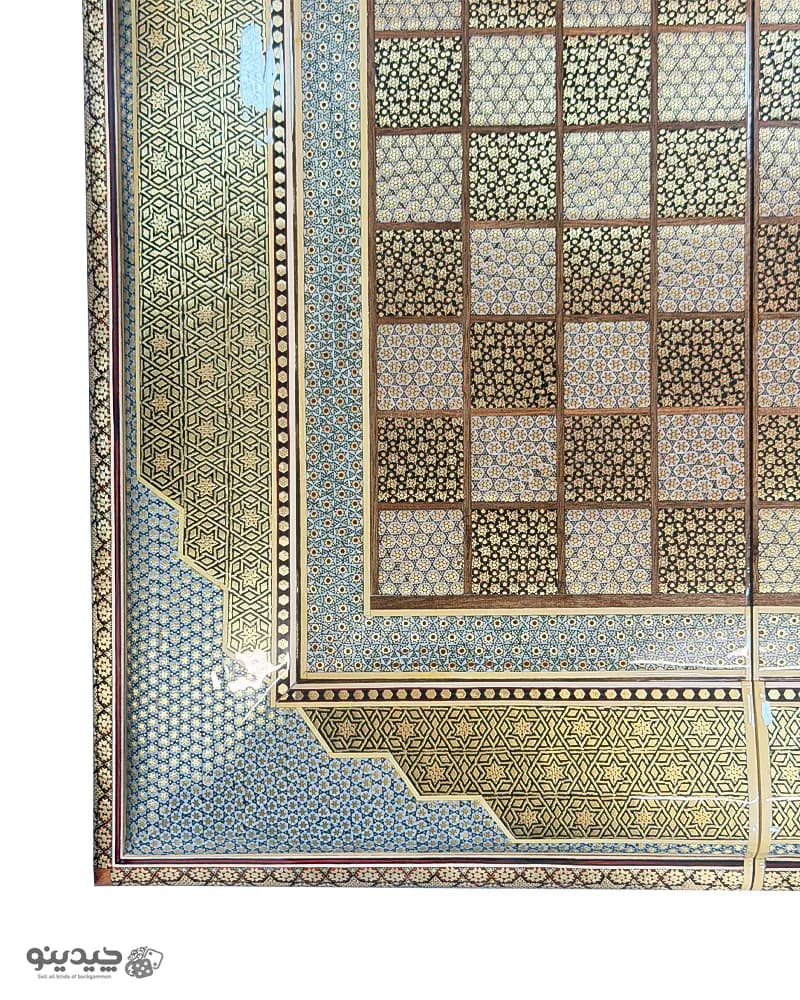 تخته نرد تمام خاتم پر سیم اعلا طرح رهام کد 10377 — تصویر ۶