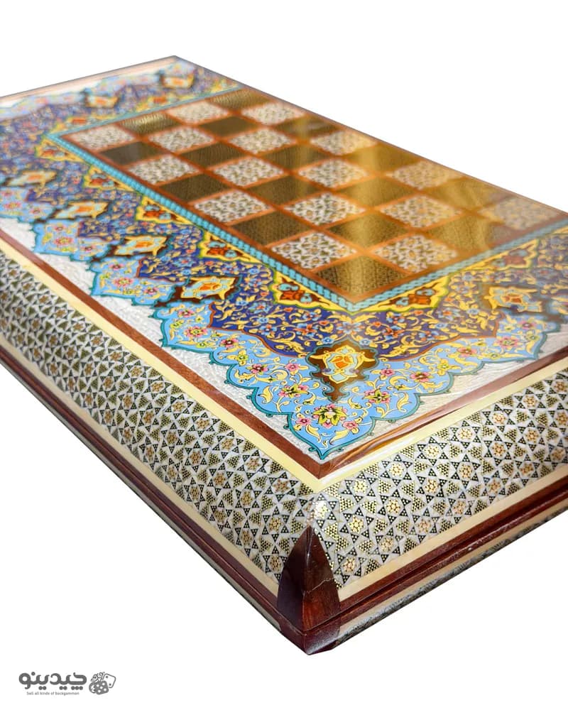 تخته نرد خاتم کاری تذهیب طرح تابان کد 10370 — تصویر ۶