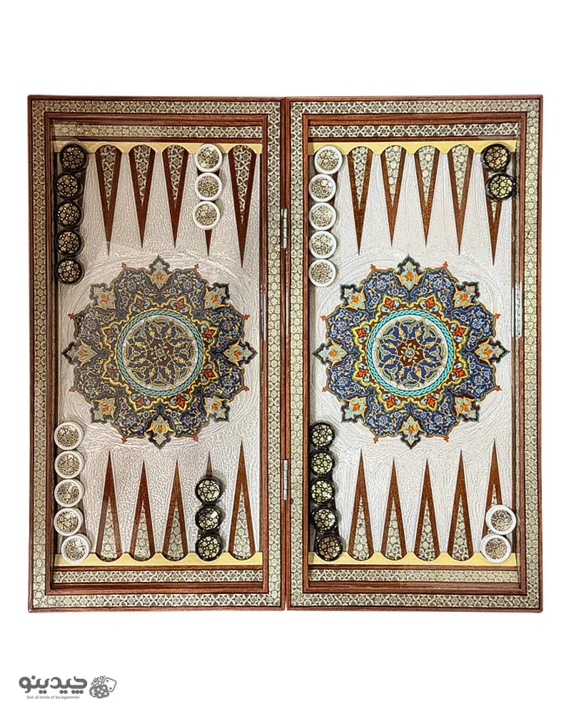 تخته نرد خاتم کاری تذهیب طرح تابان کد 10370