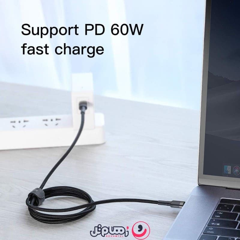 کابل تبدیل Type-C به Type-C بیسوس مدل Baseus Cable Cafule PD2.0 CATKLF-H طول 2 متر با توان 60 وات — تصویر ۷