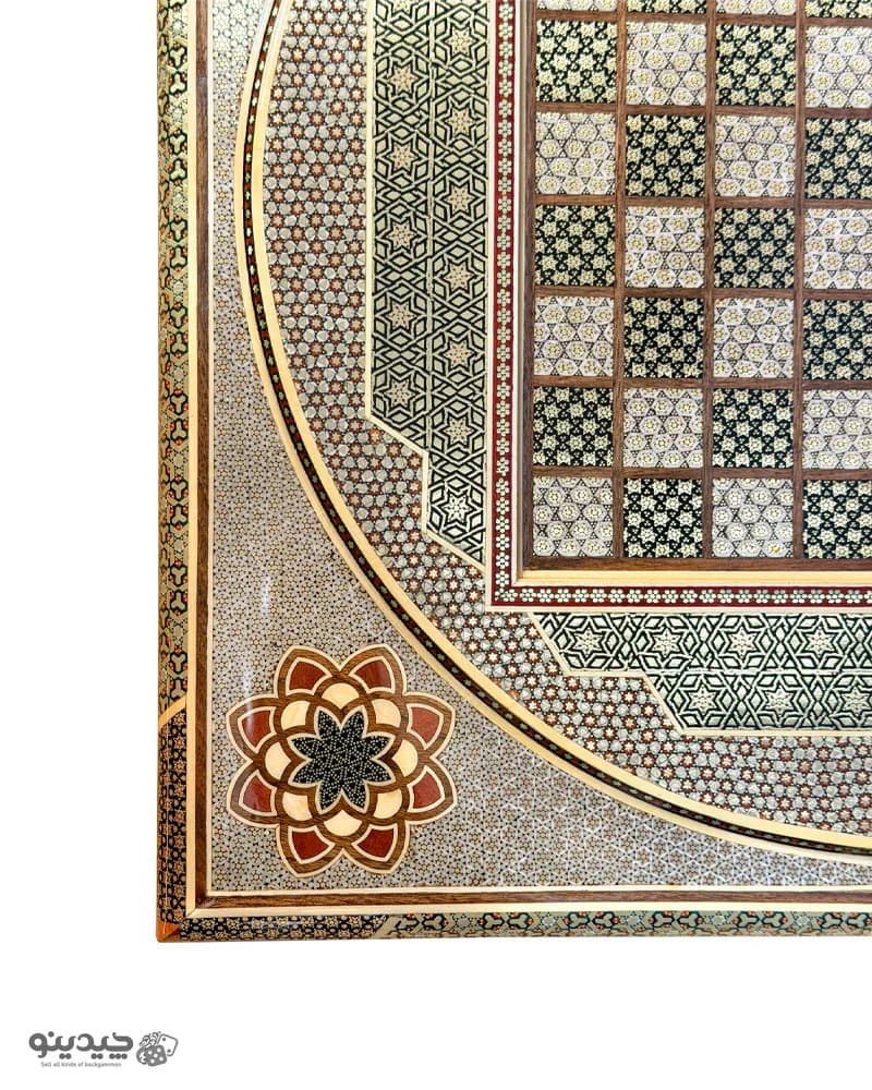 تخته نرد تمام خاتم پر سیم اعلا طرح افرا کد 10357 — تصویر ۶
