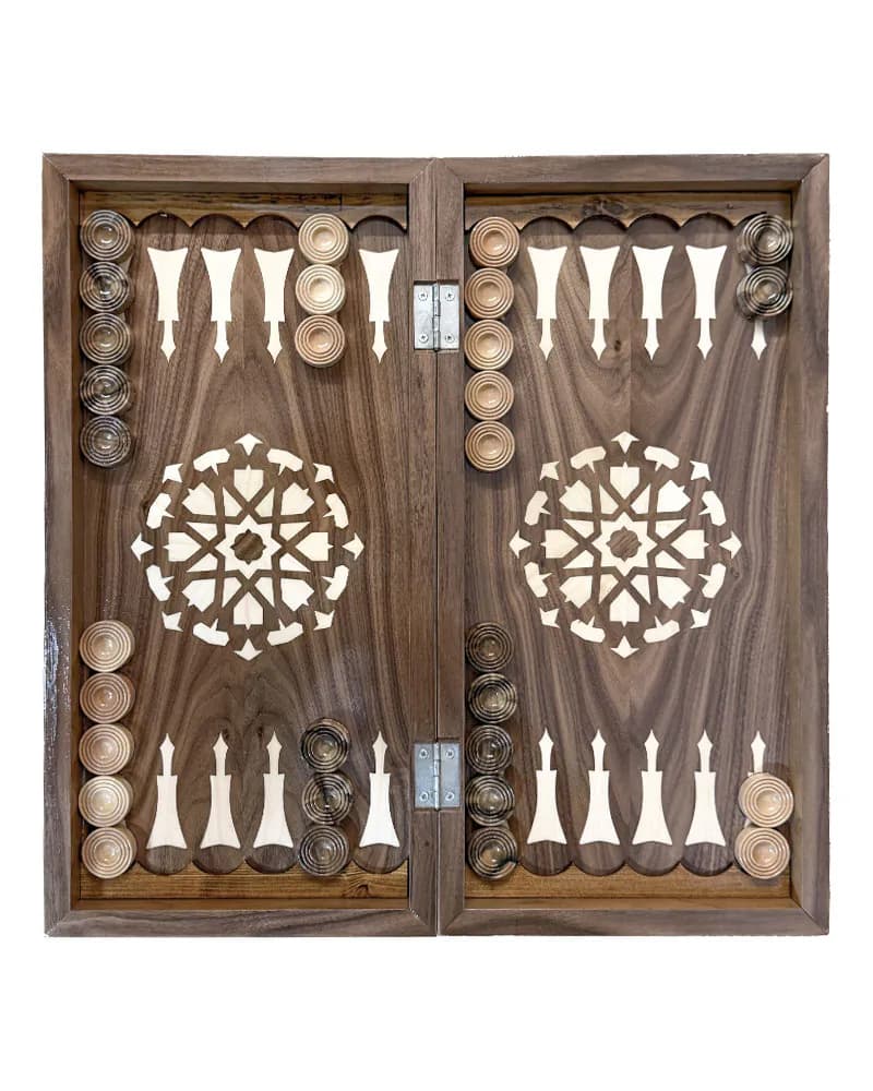 تخته نرد گردویی معرق کاری طرح آیین کد 10355