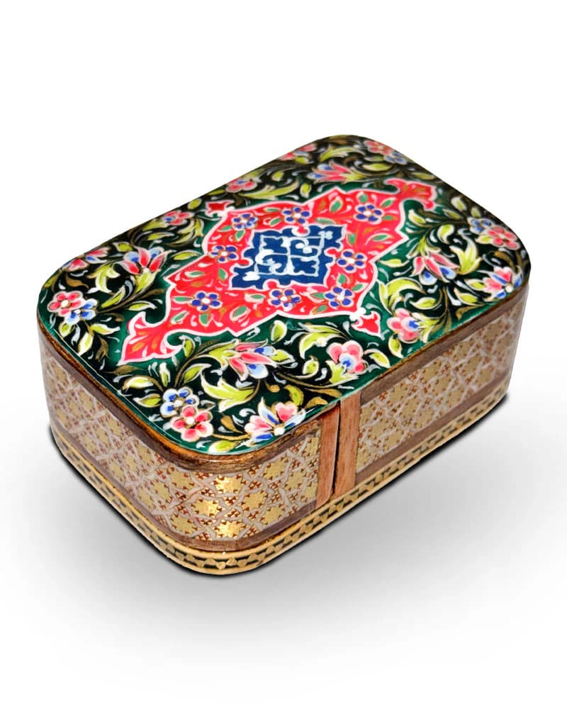 جعبه تاس خاتم کاری طرح نيلوفر کد 10309