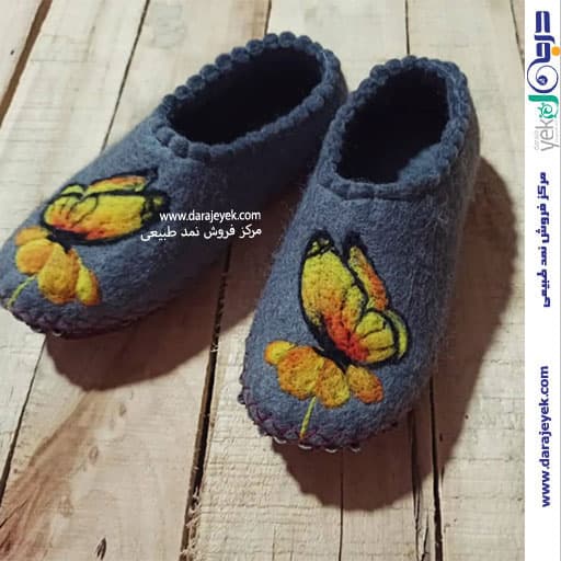 پاپوش نمدی با زیره چرم طبیعی — تصویر ۵
