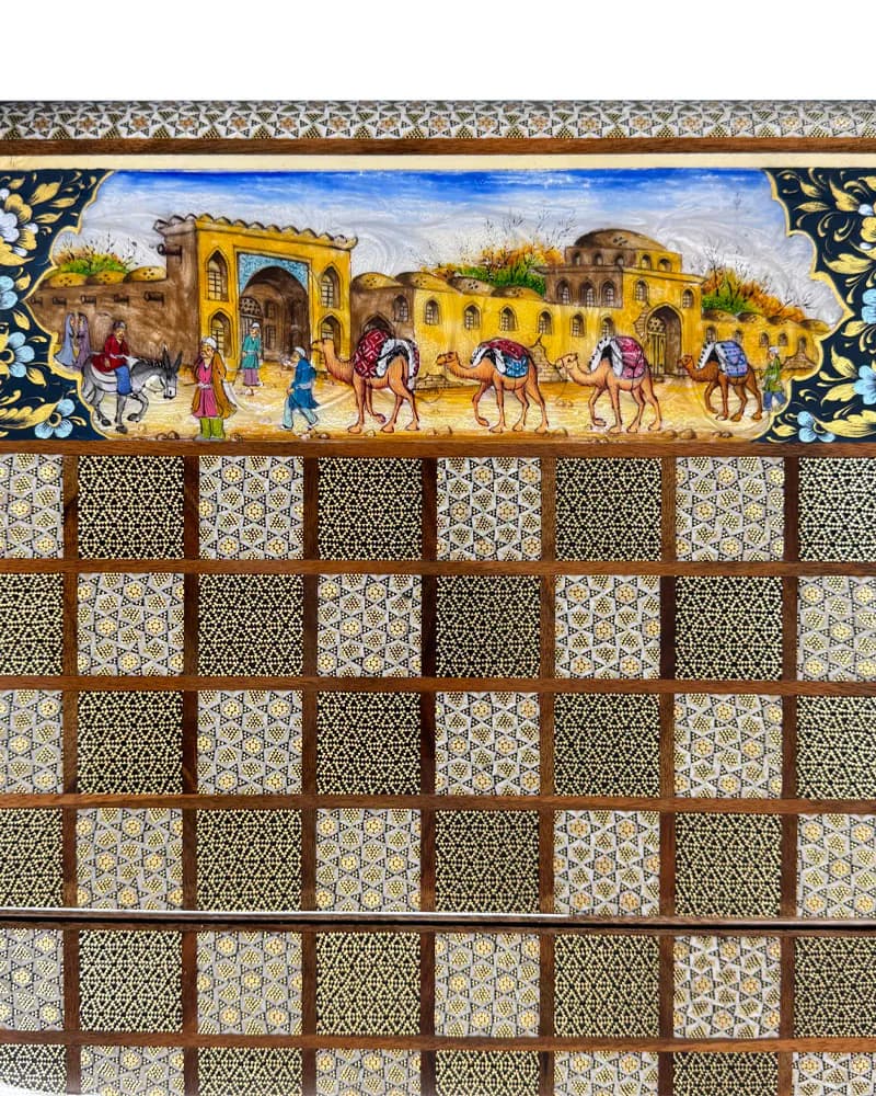 تخته نرد خاتم کاری نقاشی ابنیه کد 10254 — تصویر ۱۲
