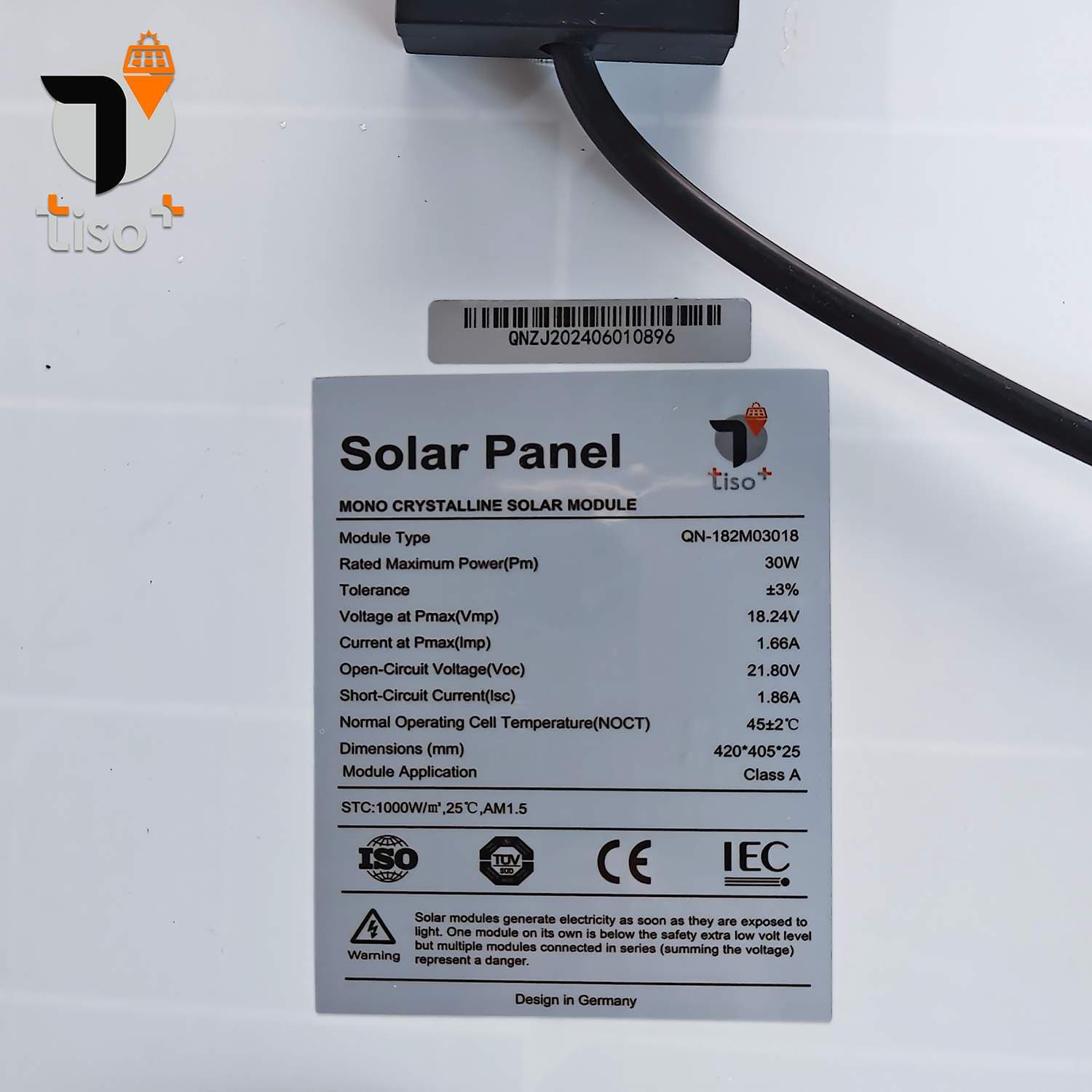 پنل خورشیدی 30وات مونو کریستال تیسو پلاس Tiso+ Panel — تصویر ۴