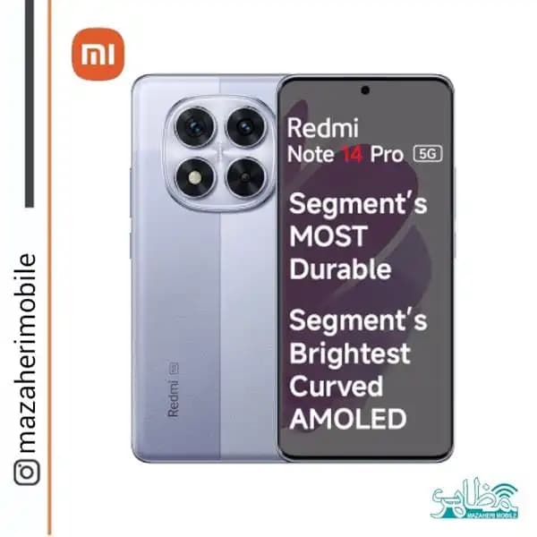 گوشی موبایل شیائومی مدل Redmi Note14Pro 5G دوسیمکارت رم 12 حافظه 512 گیگابایت((با شارژر))
