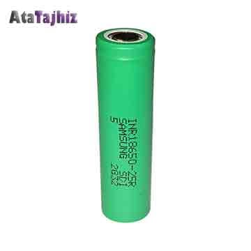 باتری لیتیوم ایون 18650 25r ولتاژ3/7ولت ظرفیت 2500میلی آمپر سامسونگ