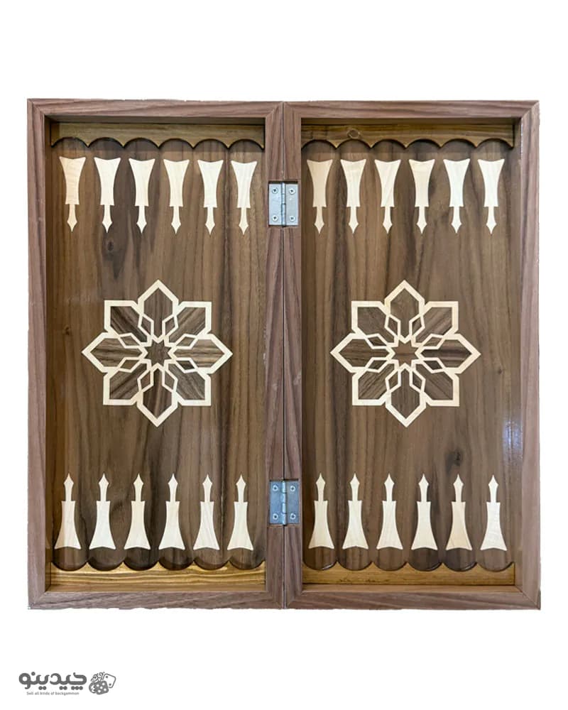 تخته نرد گردویی معرق کاری طرح نیلوفر کد 10354 — تصویر ۴