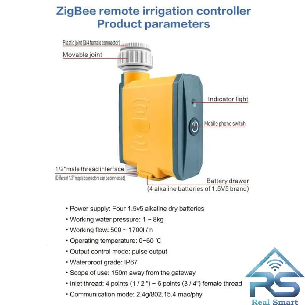 شیر آبیاری هوشمند تویا Zigbee/Wi-Fi — تصویر ۷