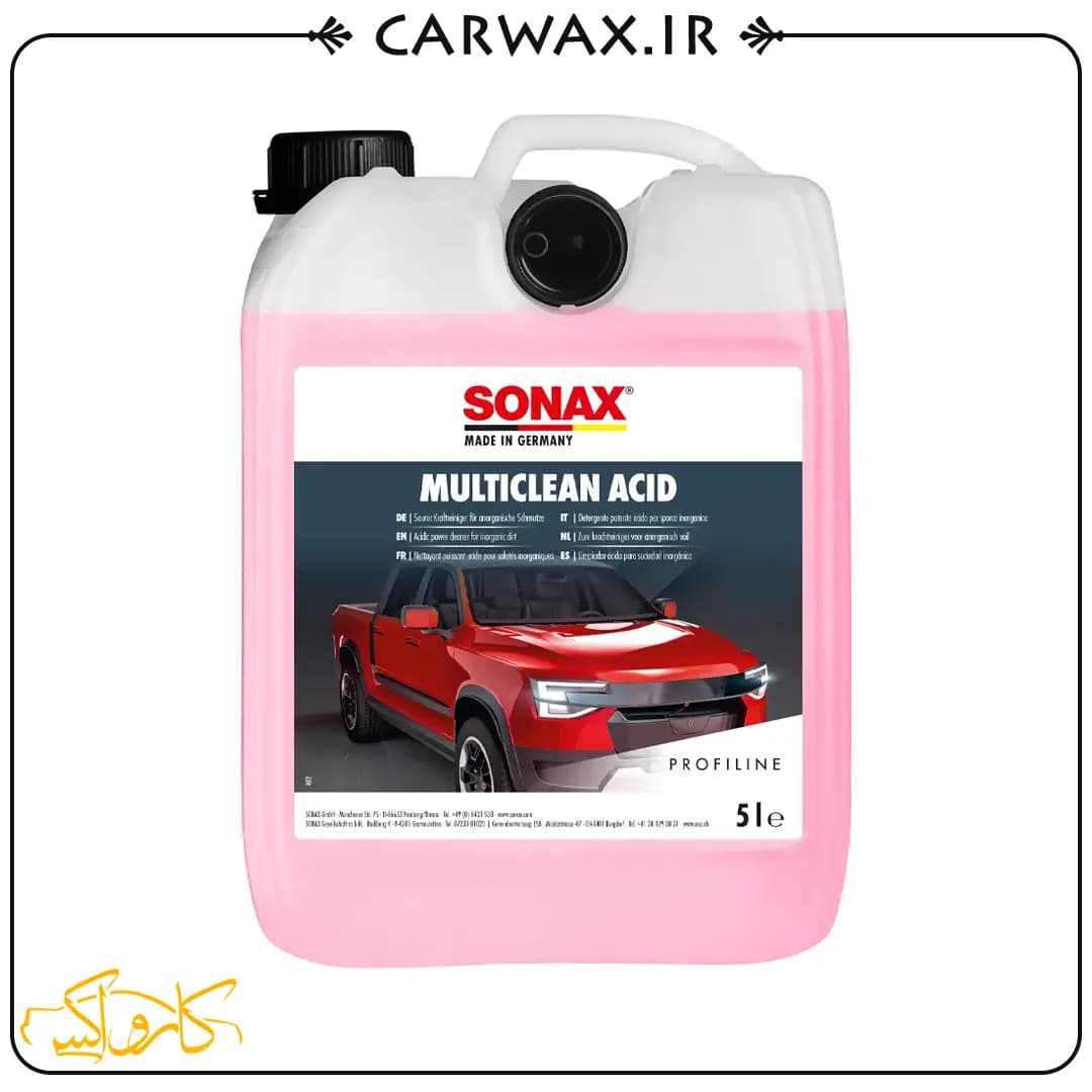 جرم گیر و چند منظوره تمام سطوح اسیدی گالنی 5 لیتری خودرو سوناکس SONAX MultiClean Acid 5L — تصویر ۳