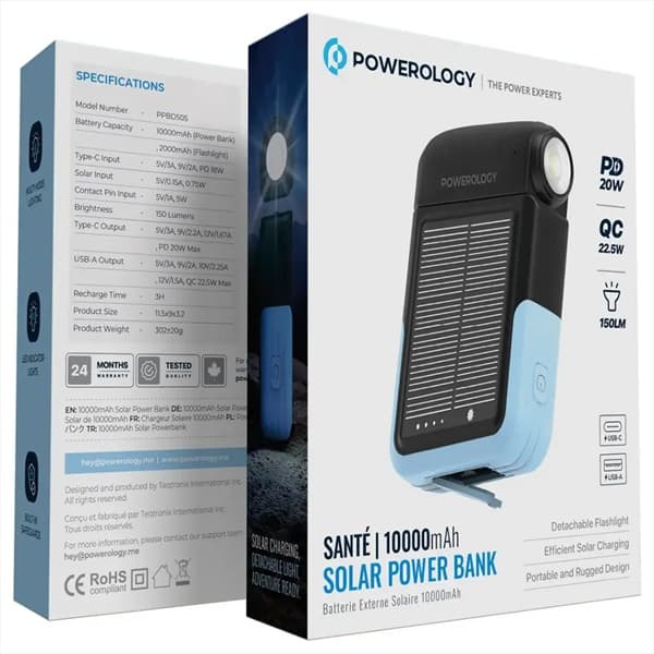 پاور بانک سولار 10000 پاورولوژی مدل sante solar — تصویر ۷