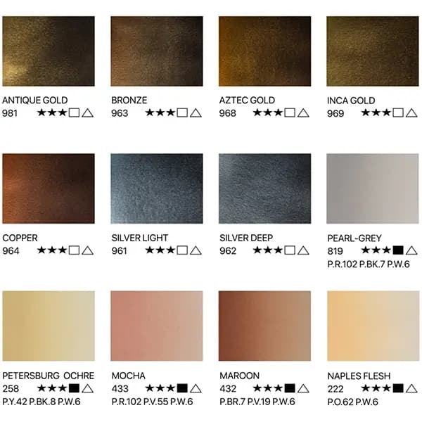آبرنگ سنت پترزبورگ 12 رنگ متالیک Metallic — تصویر ۶