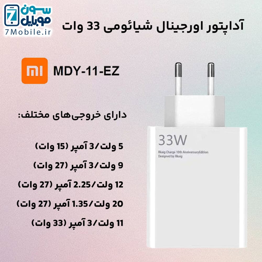 آداپتور اورجینال شیائومی 33 وات مدل Xiaomi MDY-11-EZ — تصویر ۱۲