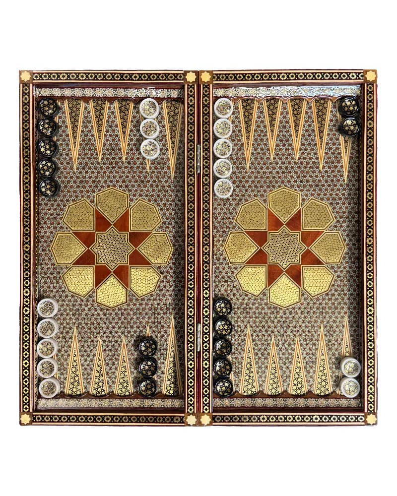 تخته نرد تمام خاتم پر سیم و استخوان اعلا طرح آمیتیس کد 10265 — تصویر ۸