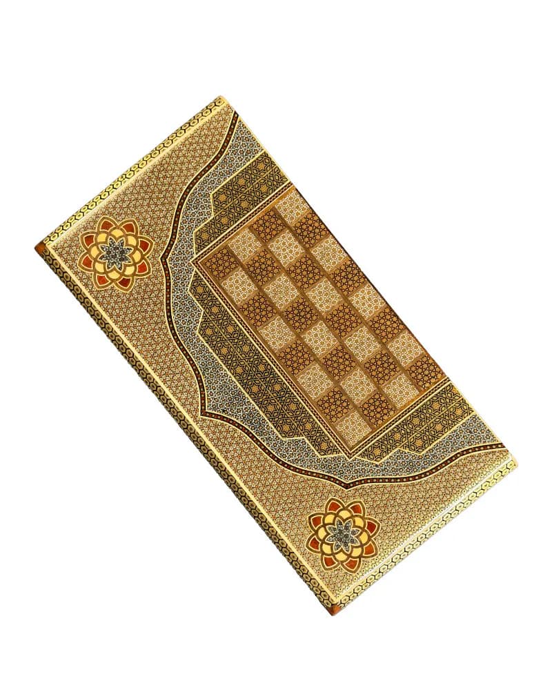 تخته نرد تمام خاتم پر سیم و استخوان اعلا طرح آمیتیس کد 10265 — تصویر ۹