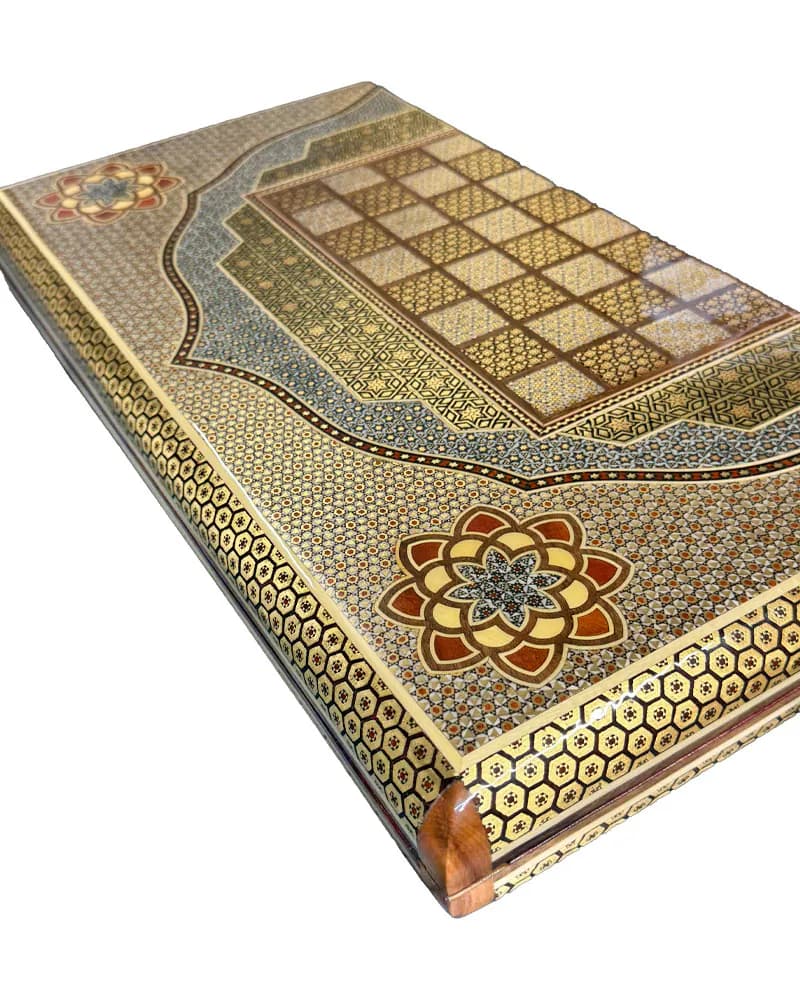 تخته نرد تمام خاتم پر سیم و استخوان اعلا طرح آمیتیس کد 10265 — تصویر ۱۲