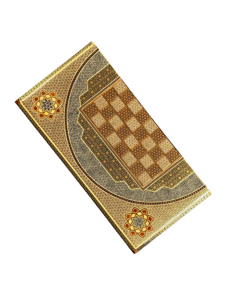 تخته نرد تمام خاتم پر سیم و استخوان اعلا طرح یاقوت کد 10264 — تصویر ۲