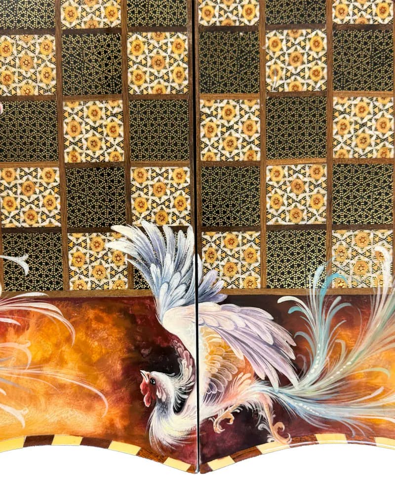 تخته نرد خاتم کاری دالبر طرح سیمرغ کد 10263 — تصویر ۵